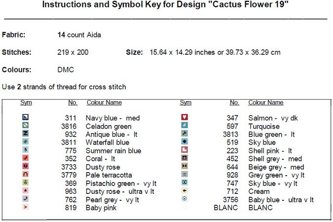 Cactus Flower 19 Cross Stitch Pattern PDF