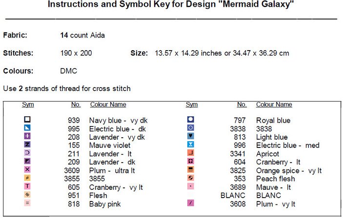 Mermaid Galaxy Cross Stitch Pattern PDF
