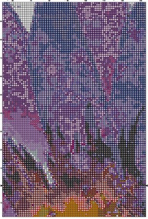 Purple Water Lily Cross Stitch Pattern PDF