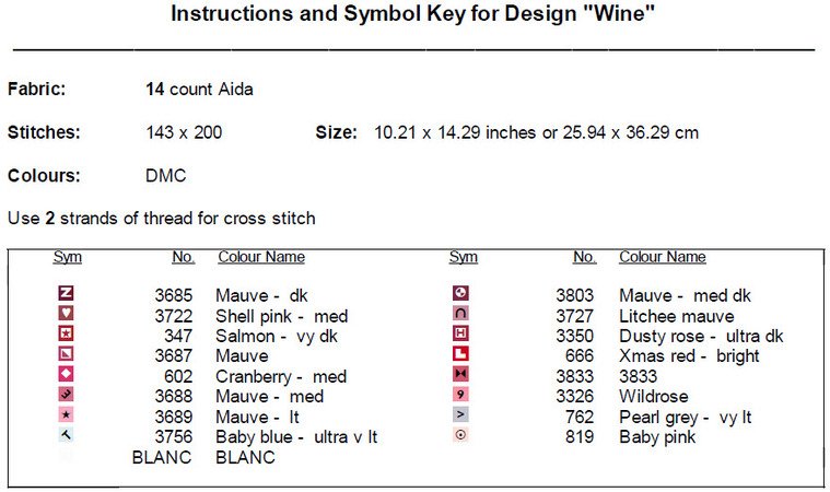 Wine Cross Stitch Pattern PDF