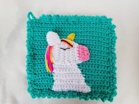 Häkelanleitung Topflappen Einhorn - ideal für Anfänger