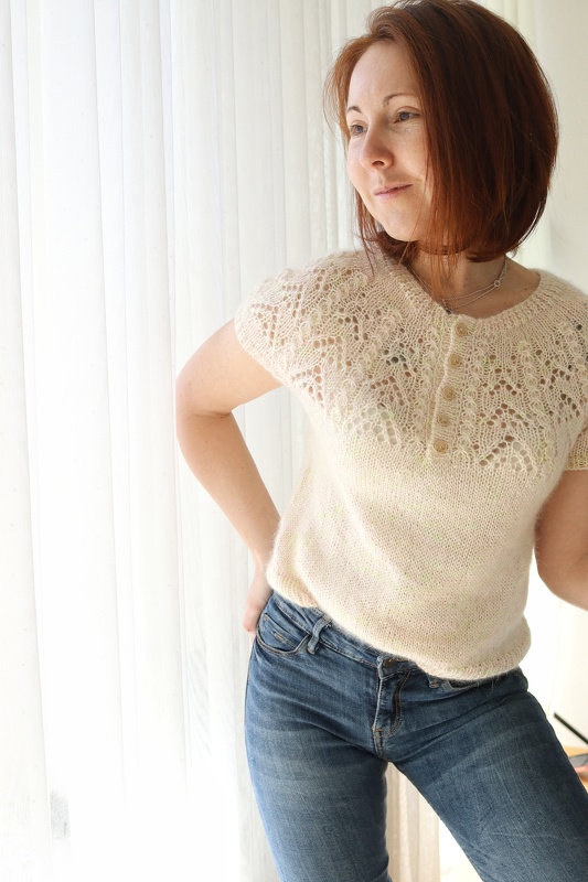 Strickanleitung Pansy Blouse, XS - XXL, Rundpasse VO - Bild 7