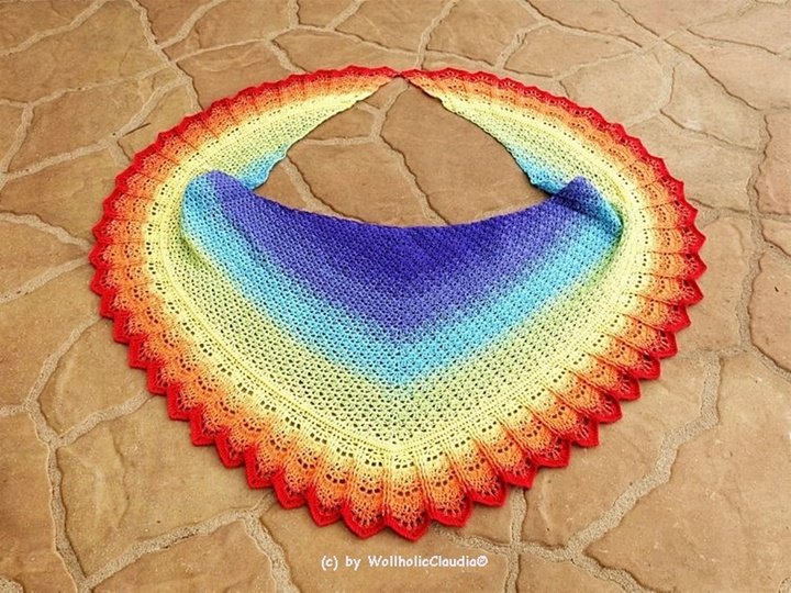 Häkelanleitung Tuch "over the Rainbow"