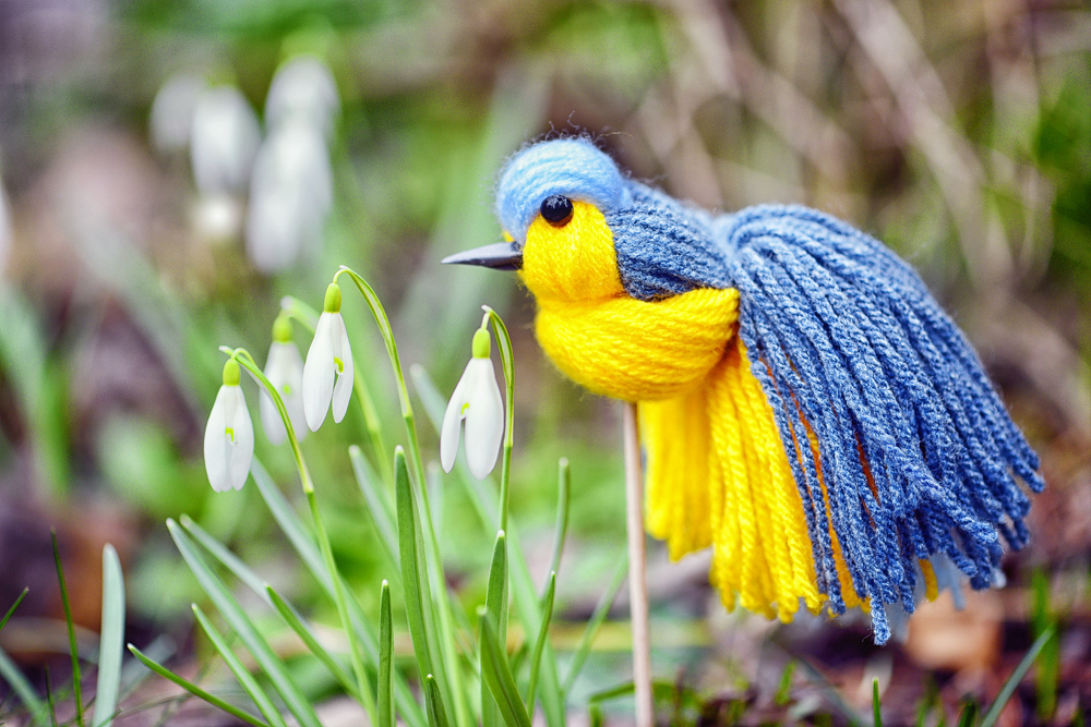 Anleitung Bastele die lustige Garnvogel- Blaumeise
