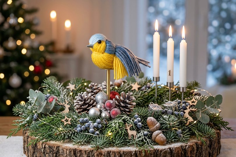Bastelanleitung Wollvogel Blaumeise – DIY Deko & Wollresteverwertung