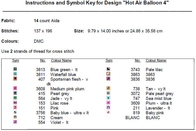 Hot Air Balloon 4 Cross Stitch Pattern PDF