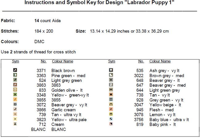 Labrador Puppy 1 Cross Stitch Pattern PDF