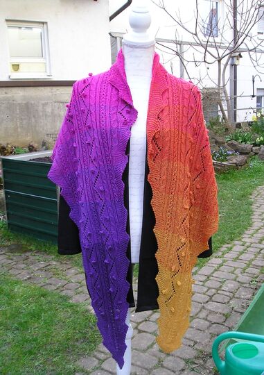 Strickanleitung Drachenschwanzschal "Vulkano" 210 x 50 cm