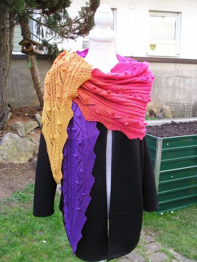 Strickanleitung Drachenschwanzschal "Vulkano" 210 x 50 cm