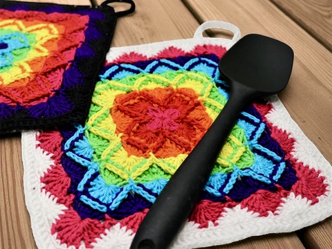 Topflappen Kaleidoskop - Häkelanleitung