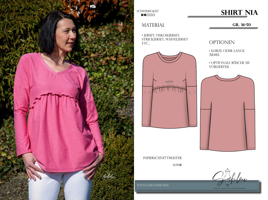 Shirt Nia – PDF-Schnittmusterfür ein feminines &amp; bequemes Shirt