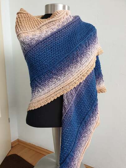 Anleitung Taima - breites Dreieckstuch mit Reliefstäbchen einfache Version