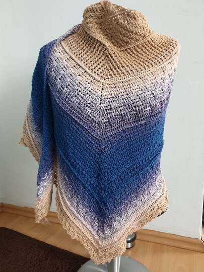 Anleitung Taima - breites Dreieckstuch mit Reliefstäbchen einfache Version