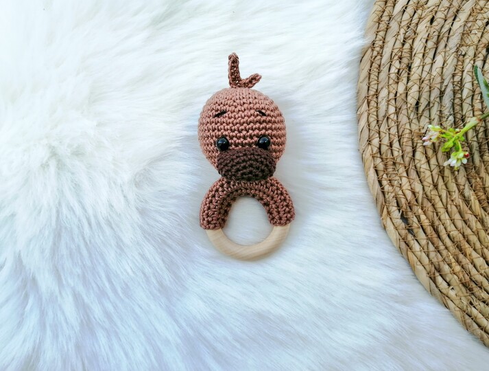 Crochet Pattern Platypus Rattle, crochet Babyrattle