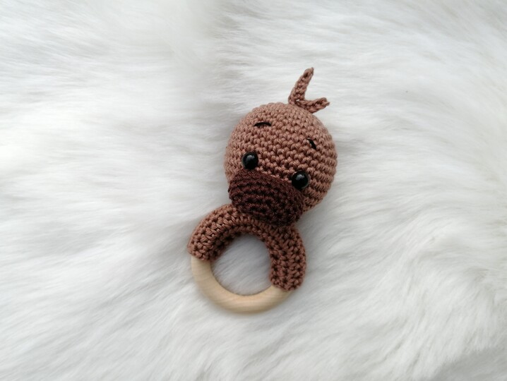 Crochet Pattern Platypus Rattle, crochet Babyrattle