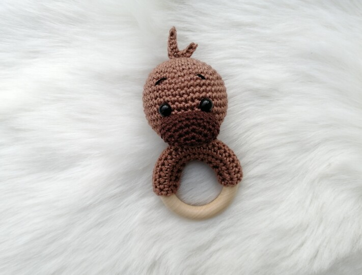 Crochet Pattern Platypus Rattle, crochet Babyrattle