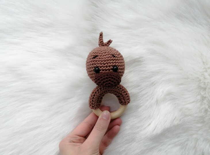 Crochet Pattern Platypus Rattle, crochet Babyrattle