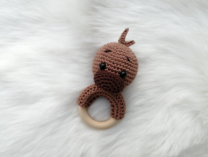 Crochet Pattern Platypus Rattle, crochet Babyrattle