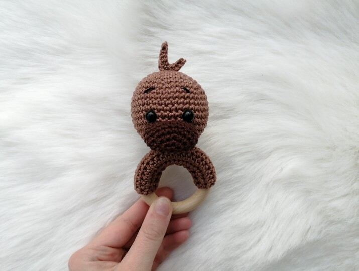 Crochet Pattern Platypus Rattle, crochet Babyrattle