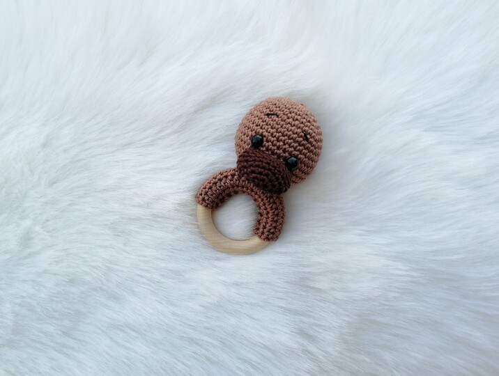 Crochet Pattern Platypus Rattle, crochet Babyrattle