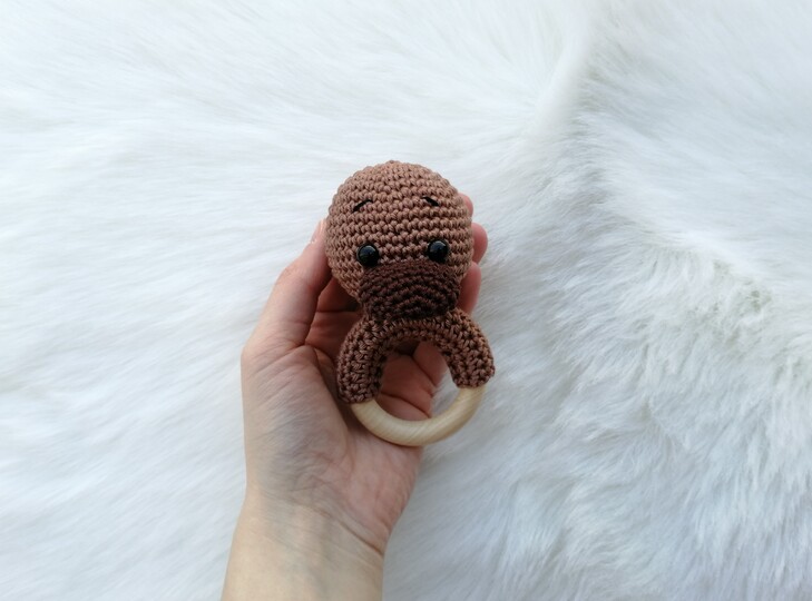 Crochet Pattern Platypus Rattle, crochet Babyrattle