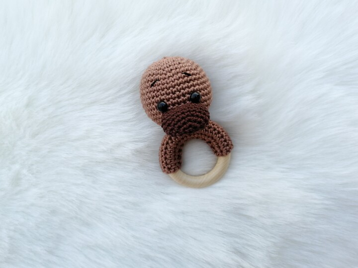Crochet Pattern Platypus Rattle, crochet Babyrattle