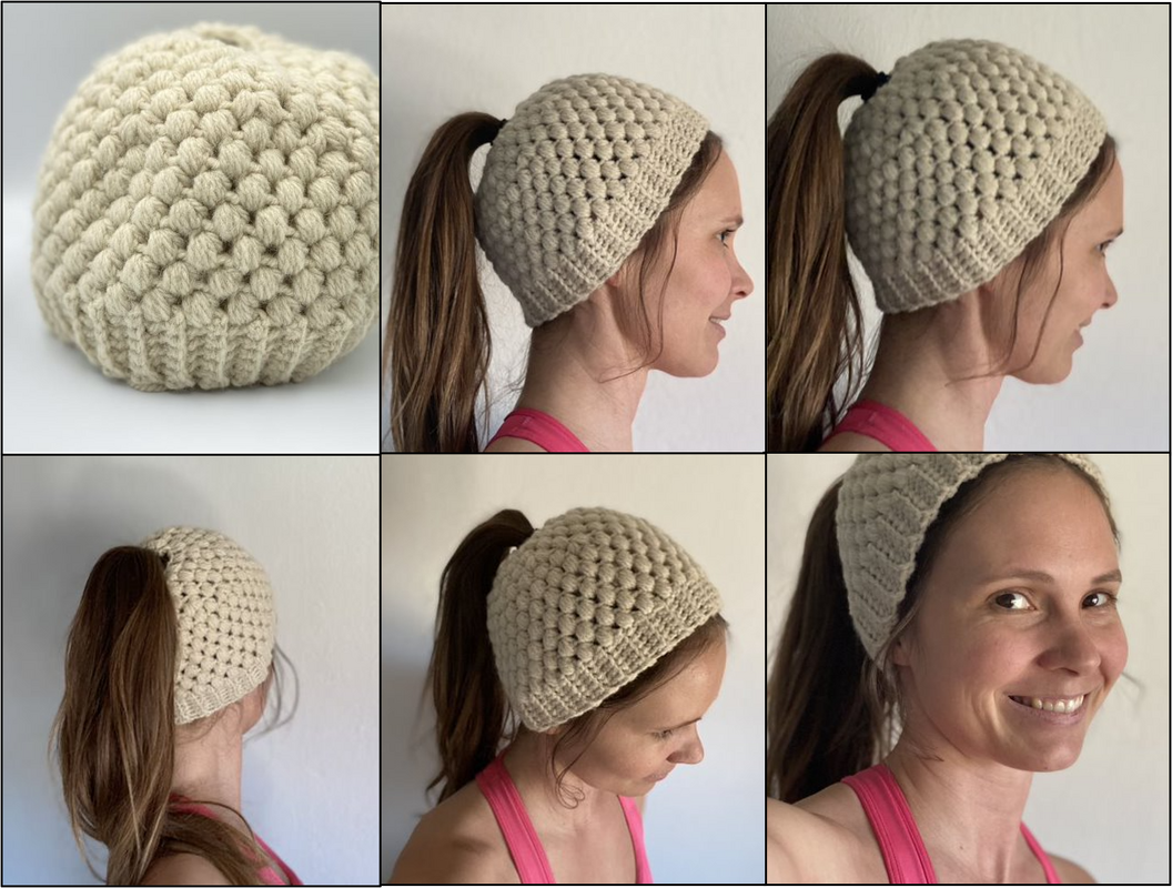 Crochet pattern Beanie for ponytails