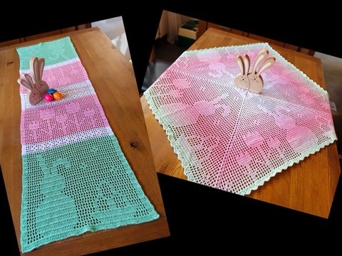 Set Tischdecke und Tischläufer Osterfreuden 2 Häkelanleitungen