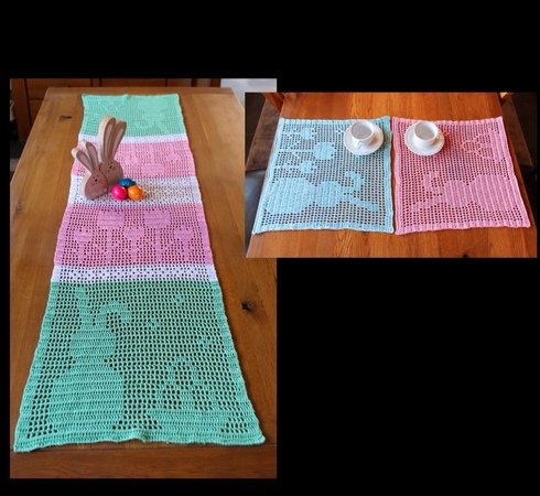 Two hand crochet dolls house miniature table mats doilies
