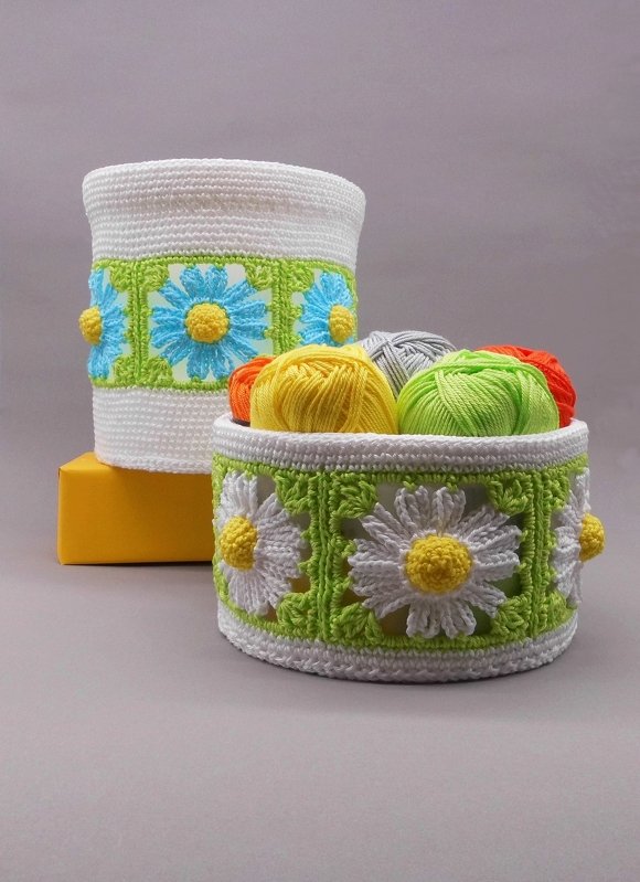 Häkel-Deko Korb Utensilo Blumen - einfach und vielseitig - Bild 3