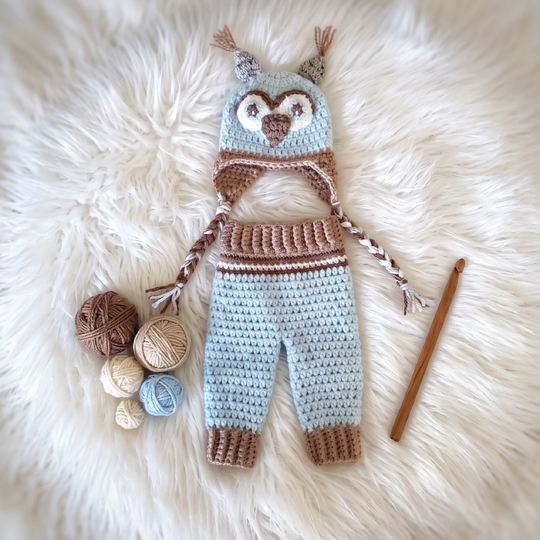 Pattern Baby Owl Hat and Pants