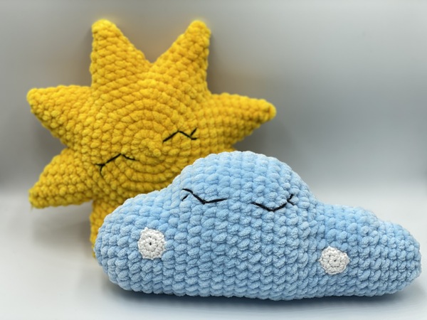 Crochet pattern for baby cushions - Sun, moon, star and cloud