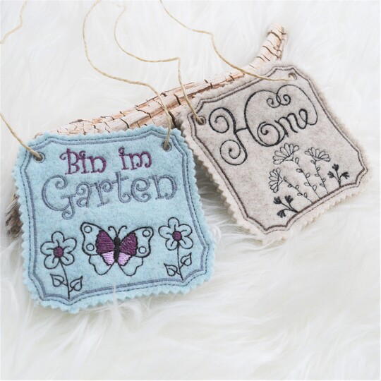 Stickdatei ITH Türschilder Blumenstecker Garten Home