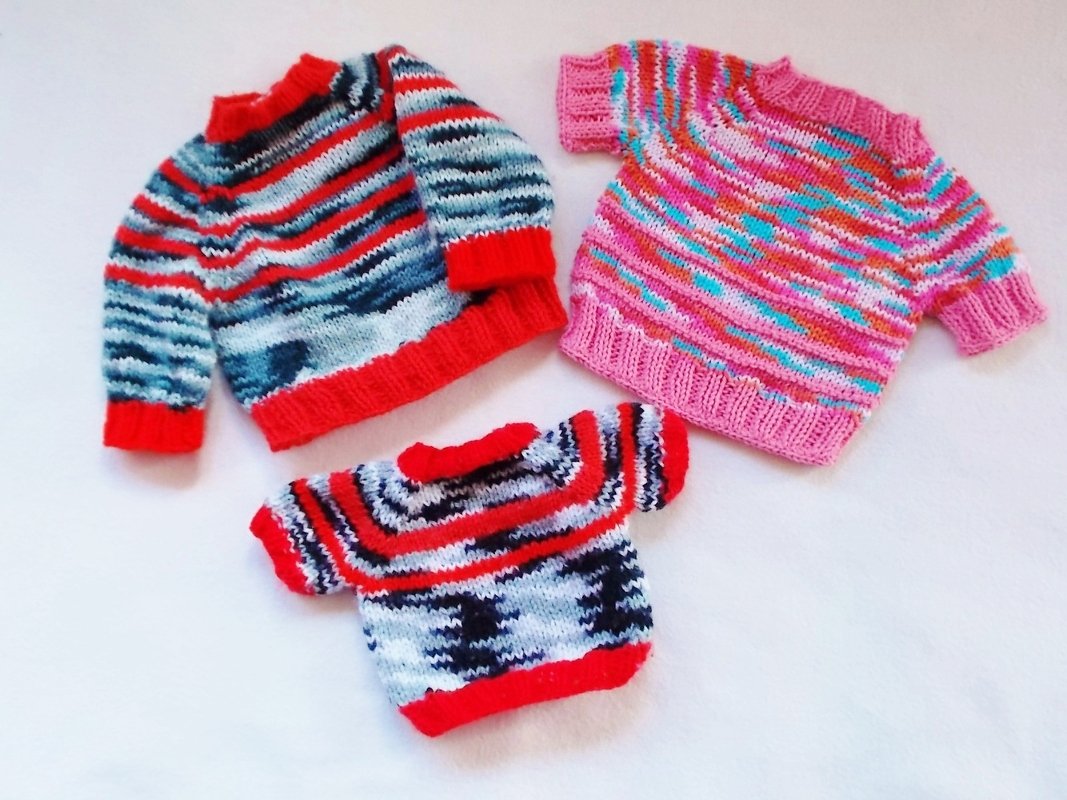 Pullover für Puppen und Teddys - mehrere Größen - Strickanleitung