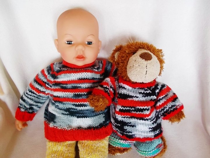 Pullover für Puppen und Teddys - mehrere Größen - Strickanleitung