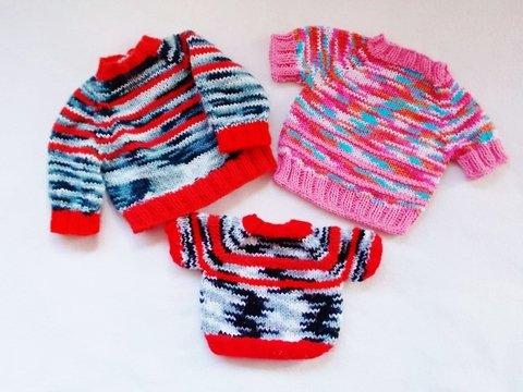 Pullover für Puppen und Teddys - mehrere Größen - Strickanleitung