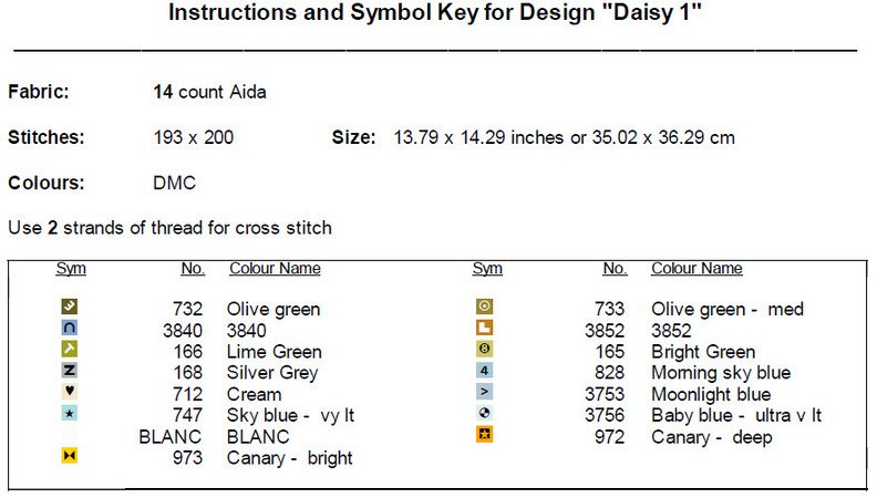 Daisy 1 Cross Stitch Pattern PDF