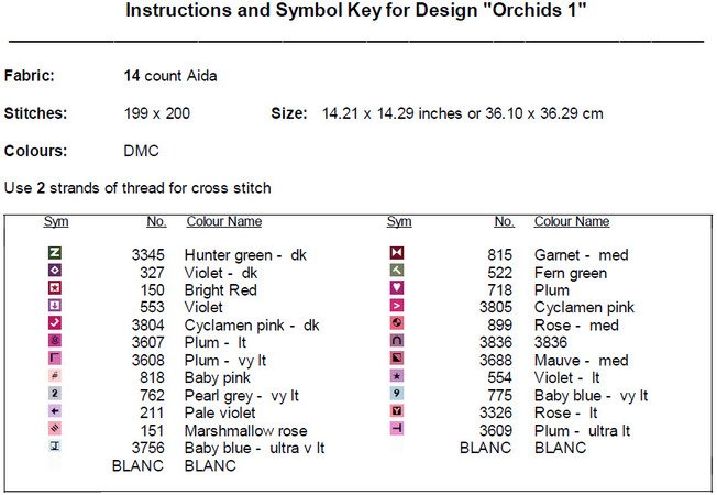 Orchids 1 Cross Stitch Pattern PDF