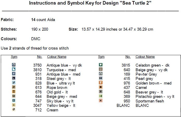 Sea Turtle 2 Cross Stitch Pattern PDF