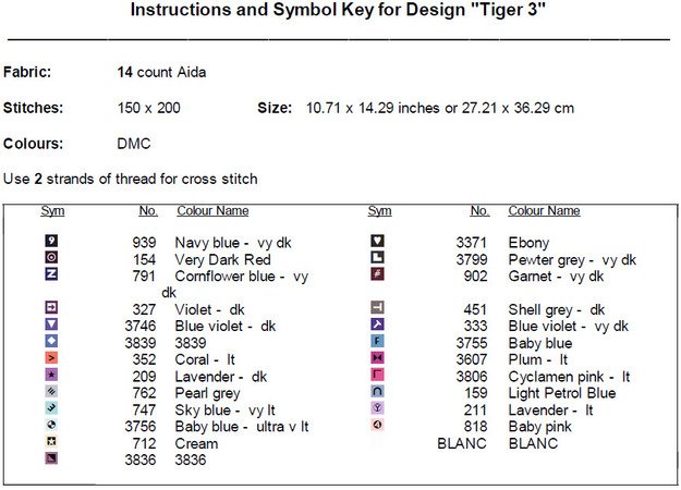 Tiger 3 Cross Stitch Pattern PDF