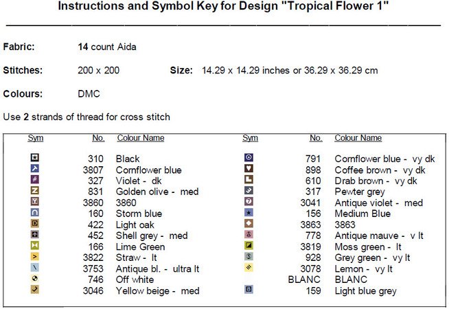 Tropical Flower 1 Cross Stitch Pattern PDF