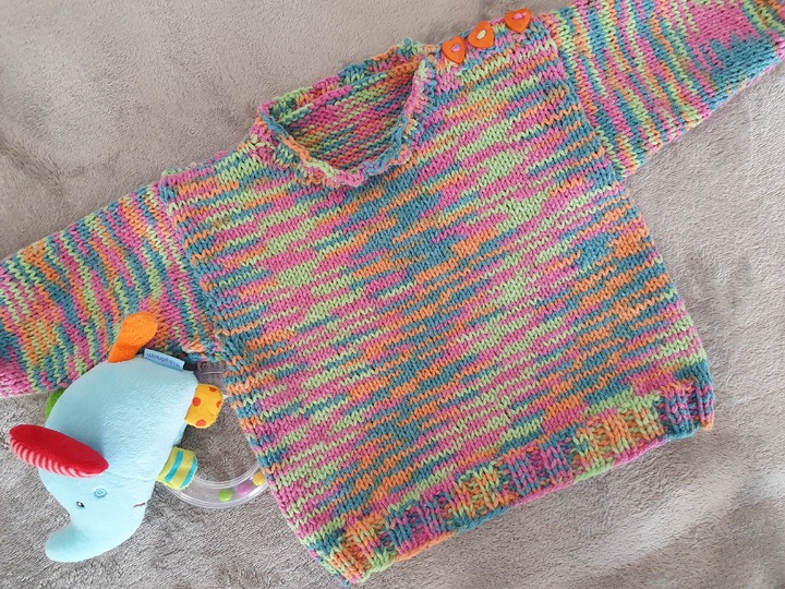 Strickanleitung Baby Pulli ohne Seitennaht Größe 62/68!