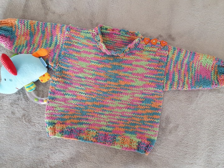 Strickanleitung Baby Pulli ohne Seitennaht Größe 62/68!