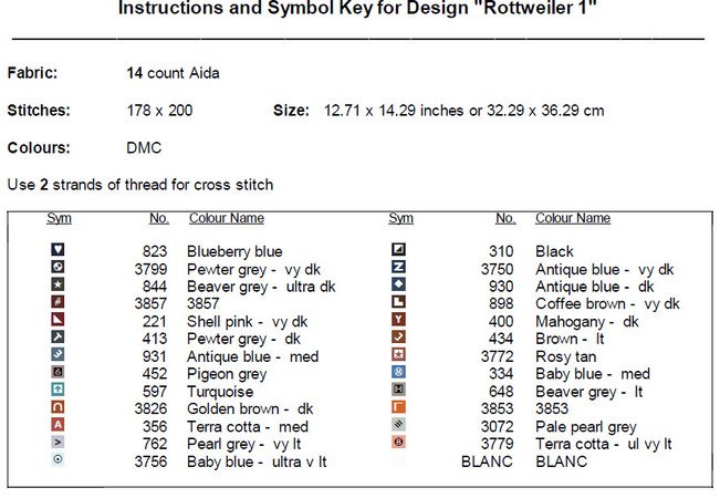 Rottweiler 1 Cross Stitch Pattern PDF