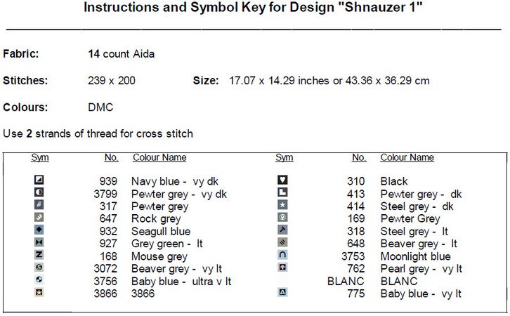 Schnauzer 1 Cross Stitch Pattern PDF