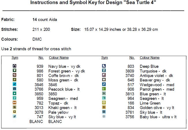 Sea Turtle 4 Cross Stitch Pattern PDF