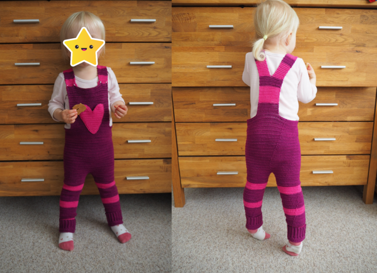 Mitwachsende Latzhose mit Herztasche Gr. 68-86