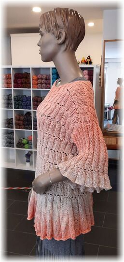 Strickanleitung Pullover Fabiola mit Rüsche alle Größen