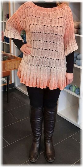 Strickanleitung Pullover Fabiola mit Rüsche alle Größen