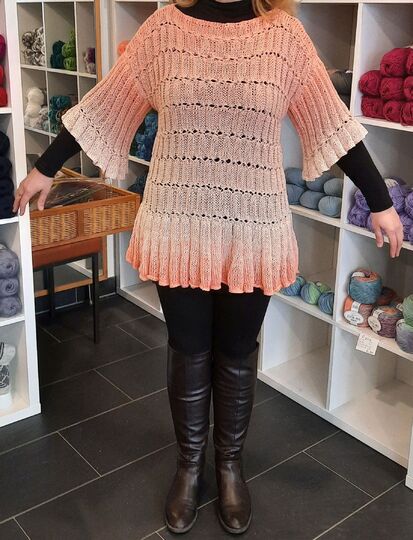 Strickanleitung Pullover Fabiola mit Rüsche alle Größen